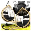 FOTEL WISZACY KOKON  ROMA BLACK BEIGE  FOOTREST LUX G1150 (Z PODNOZKIEM NA NOGI)