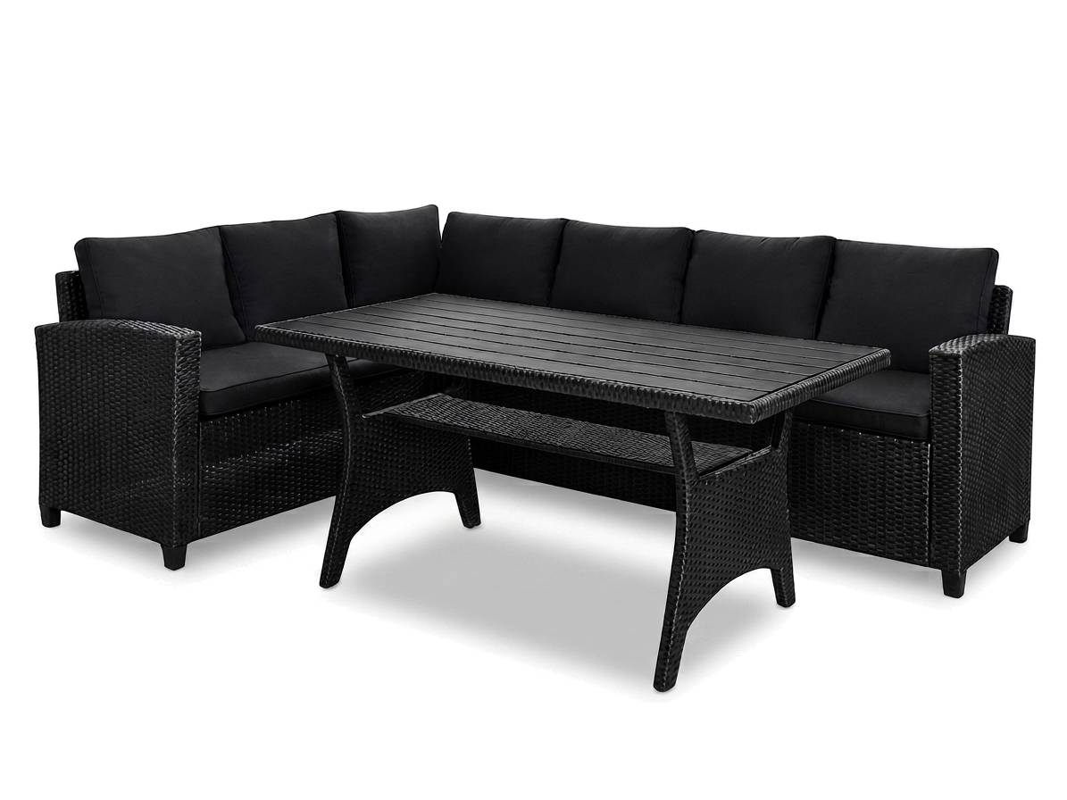 ZESTAW MEBLI OGRODOWYCH STOCKHOLM CORNER CZARNY G1239 (PAKOWANE W 3 KARTONY)