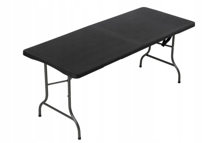 [KZ-16826] Stół cateringowy 180cm czarny struktura drewna